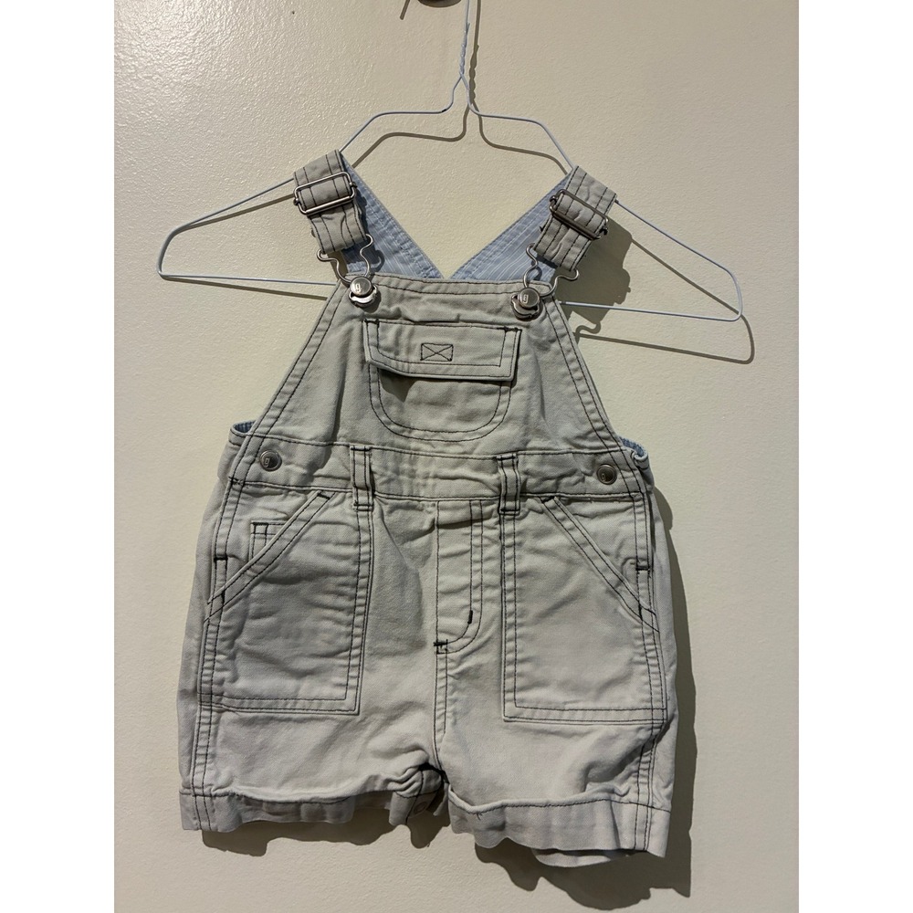 Gymboree Baby Boy Gray Cotton Airplane Shortalls 6-9 Months 2003 Vintage